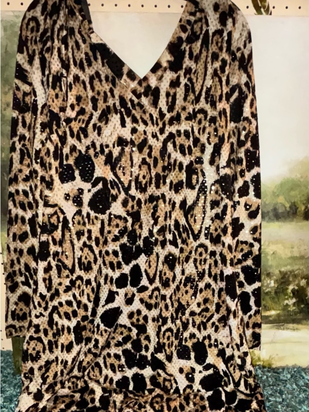 Apple Bottoms Beige and Black Leopard Print Top